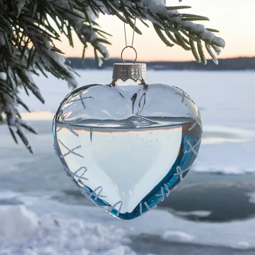 HeartShaped-Glass-Christmas-Tree-Toy-in-Winter-Baikal-Landscape