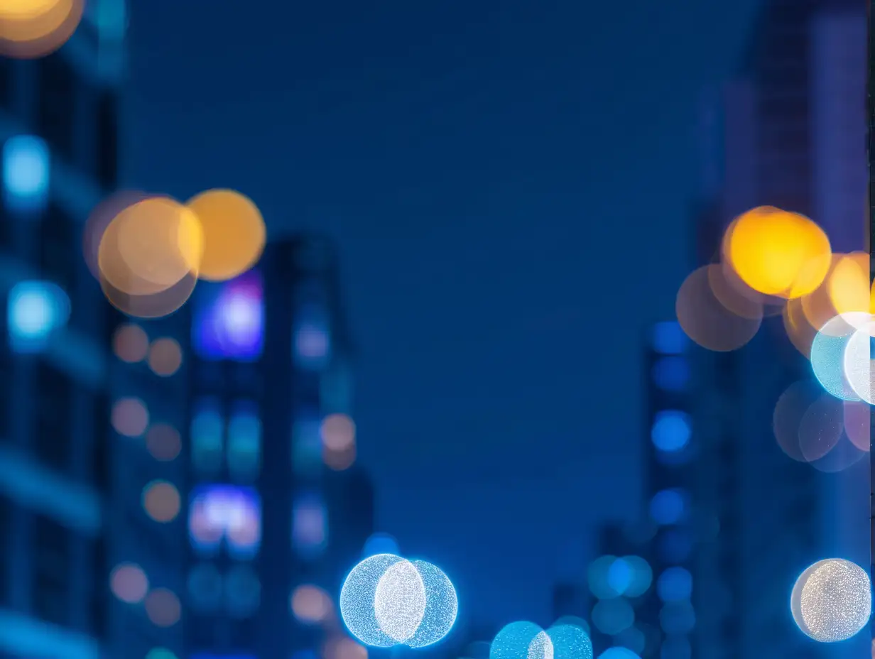 City Lights Bokeh Background with Blurred Urban Scene