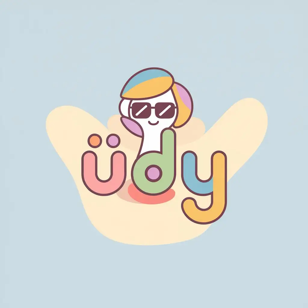 LOGO Design For dy Joyful Figure in Modern Pastels with Sun Glasses Theme