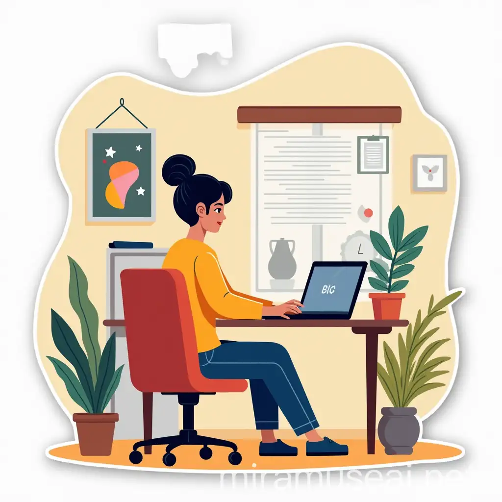 Colorful Home Office Sticker for Online Language Academy