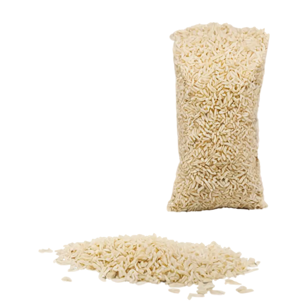 A bag of rice that has crumbled