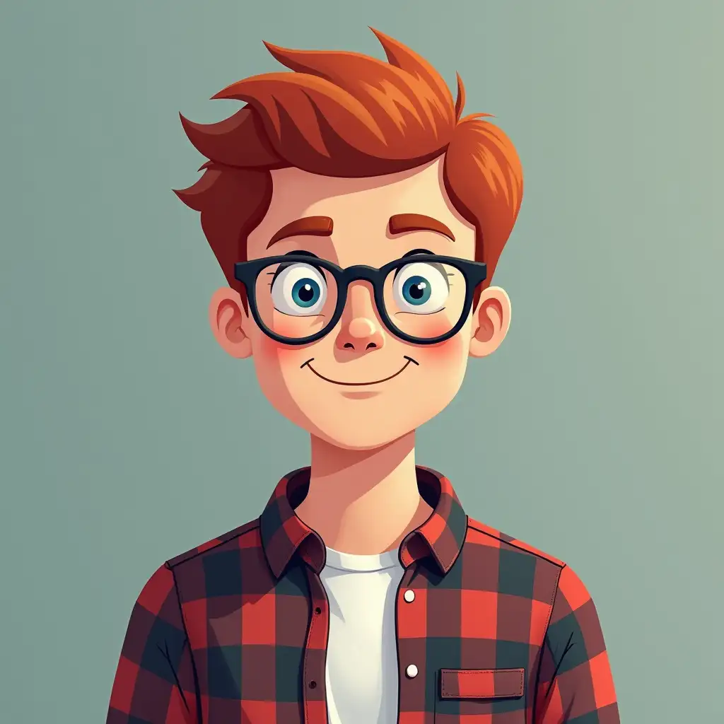 American-College-Student-with-Glasses-and-Red-Hair-in-a-Checkered-Shirt