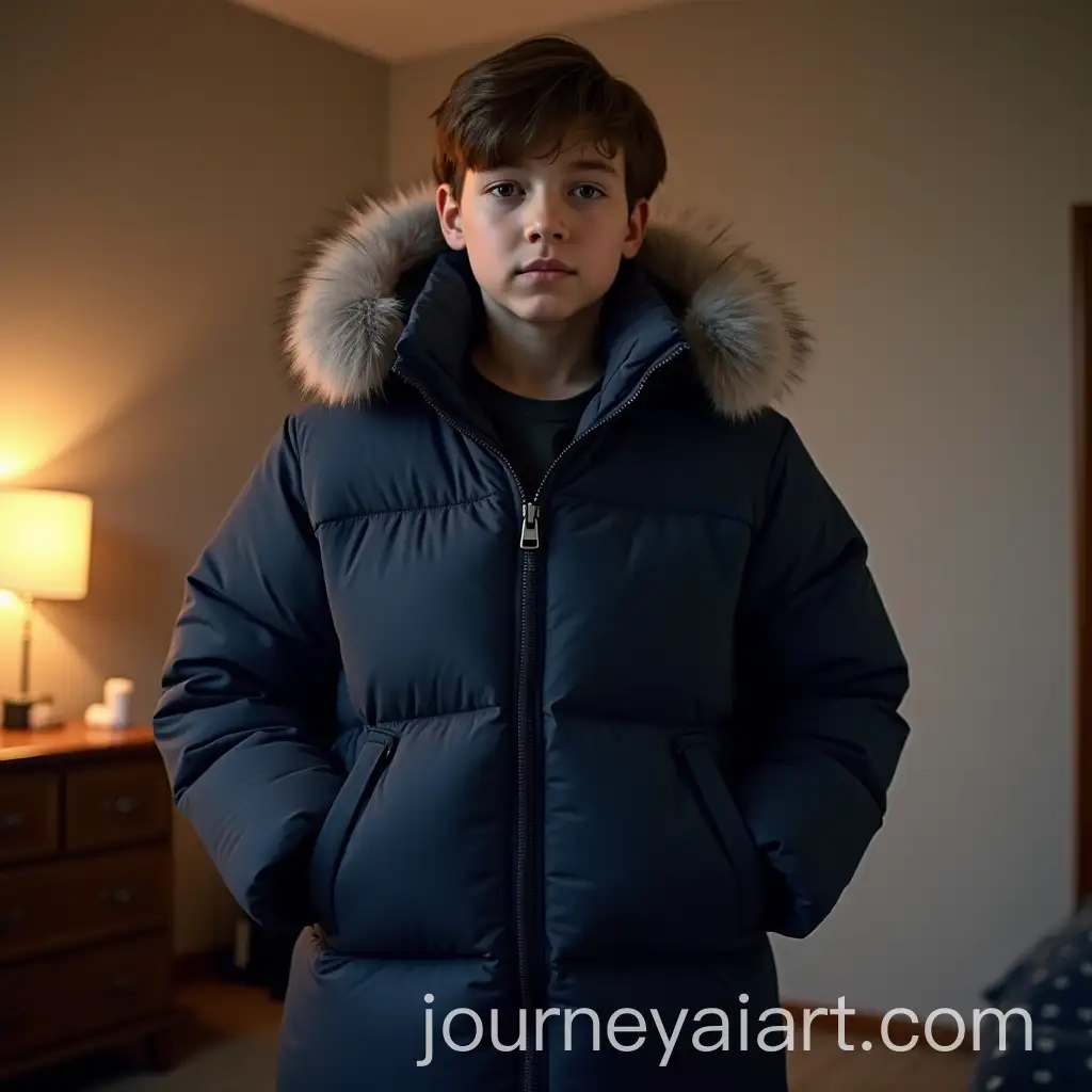 13YearOld-Boy-in-Thick-PuffyAI-Image-Prompt-Expansion-Navy-Winter-Coat-with-Plush-Fur-Hood-in-Warm-Bedroom