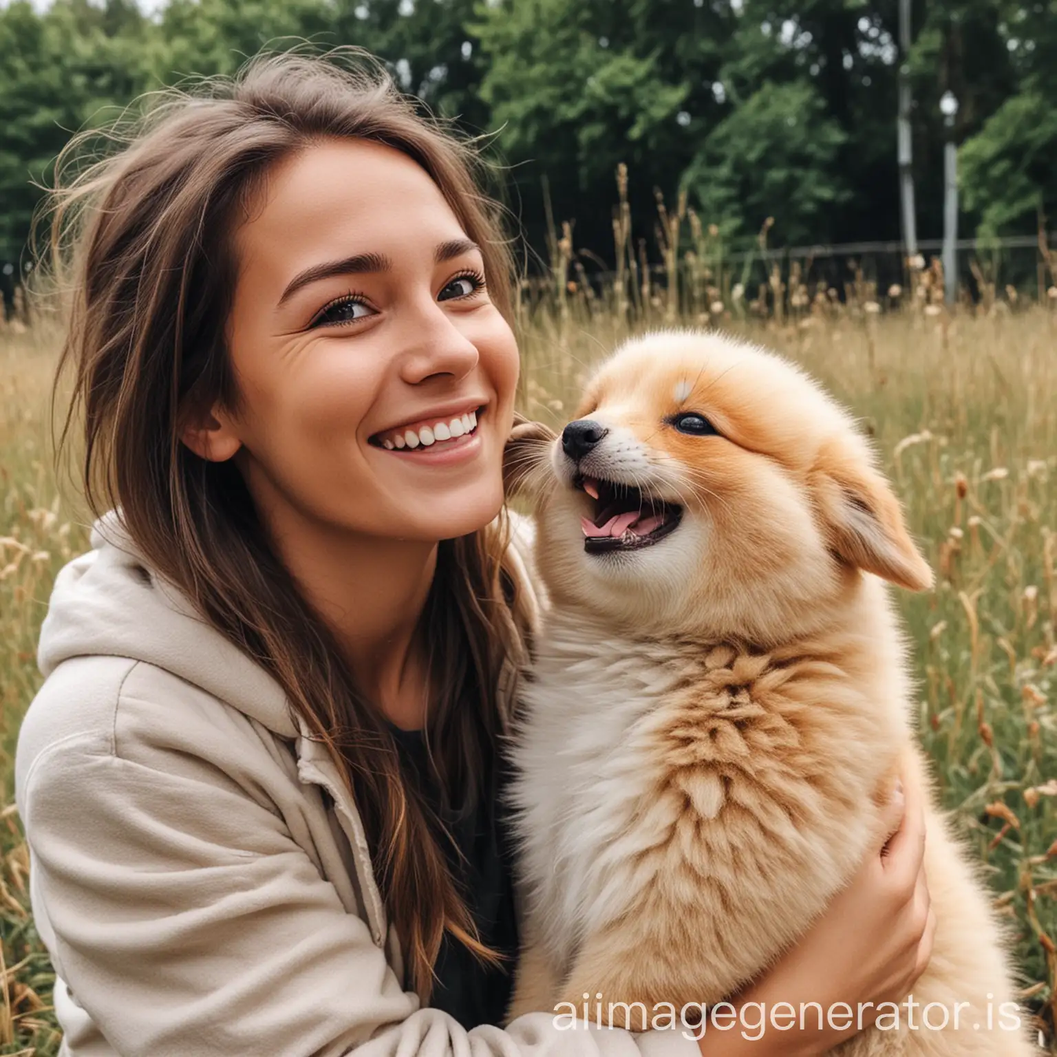 a random person who is happy to see a cute animal