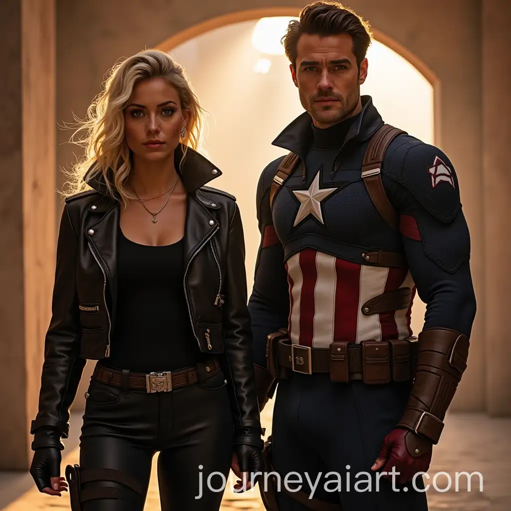 Ororo-Munroe-and-Steve-Rogers-in-Stylish-Tanktop-and-Leather-Jacket-Combo