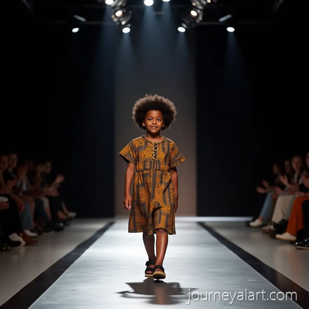 Confident-Boy-Strutting-Down-HighEnd-Fashion-Catwalk-in-Traditional-African-Boubou