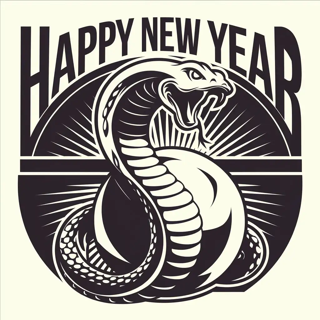 LOGO Design for Happy New Year Snake 2025 Symbol with Complex Elements for Entertainment Industry