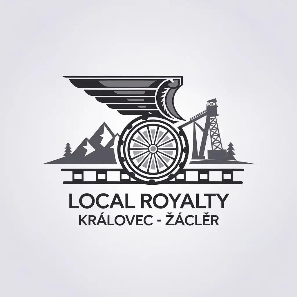 LOGO Design for Local Royalty Krlovec acl Winged Railway Wheel Tracks Mountains Mine Theme