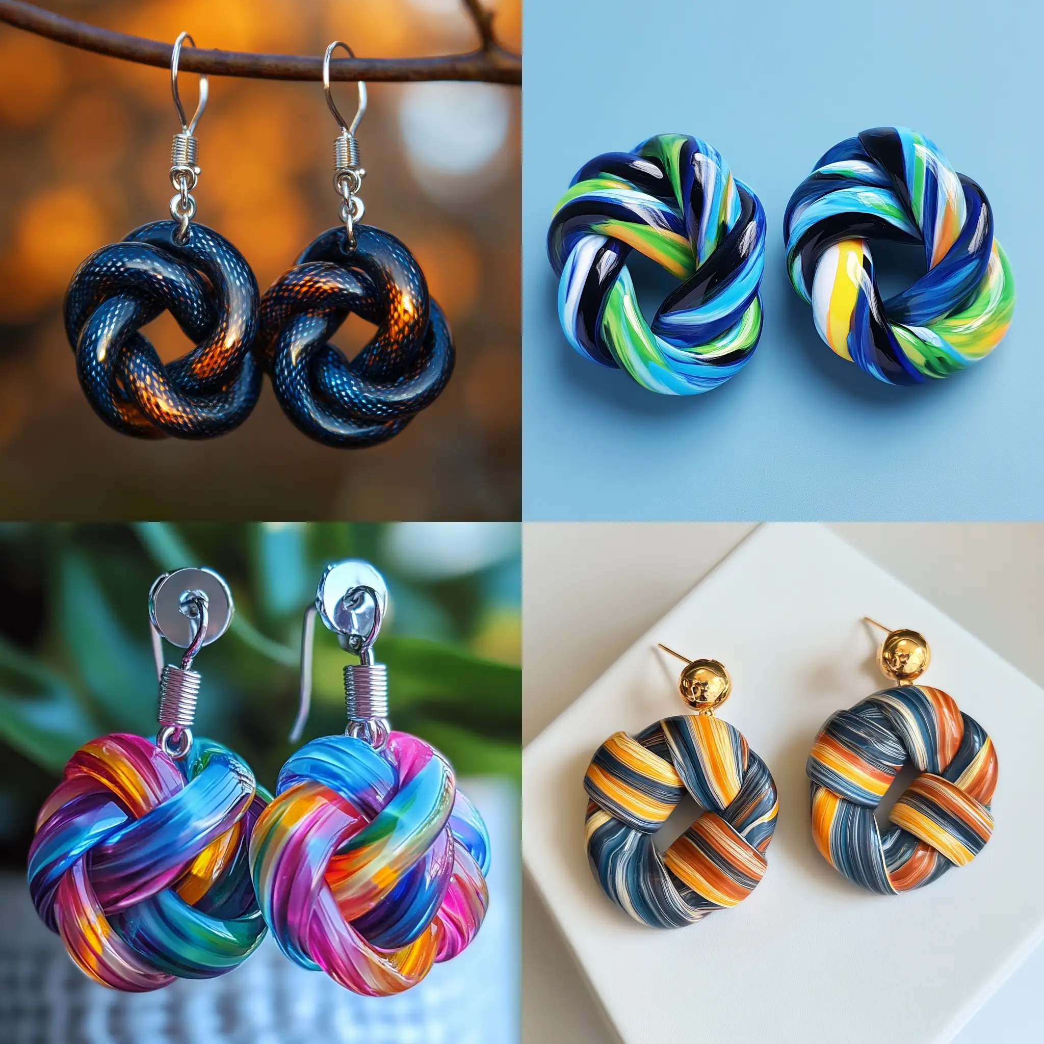 Acrylic-Earring-Knot-Pattern-in-Vibrant-Colors