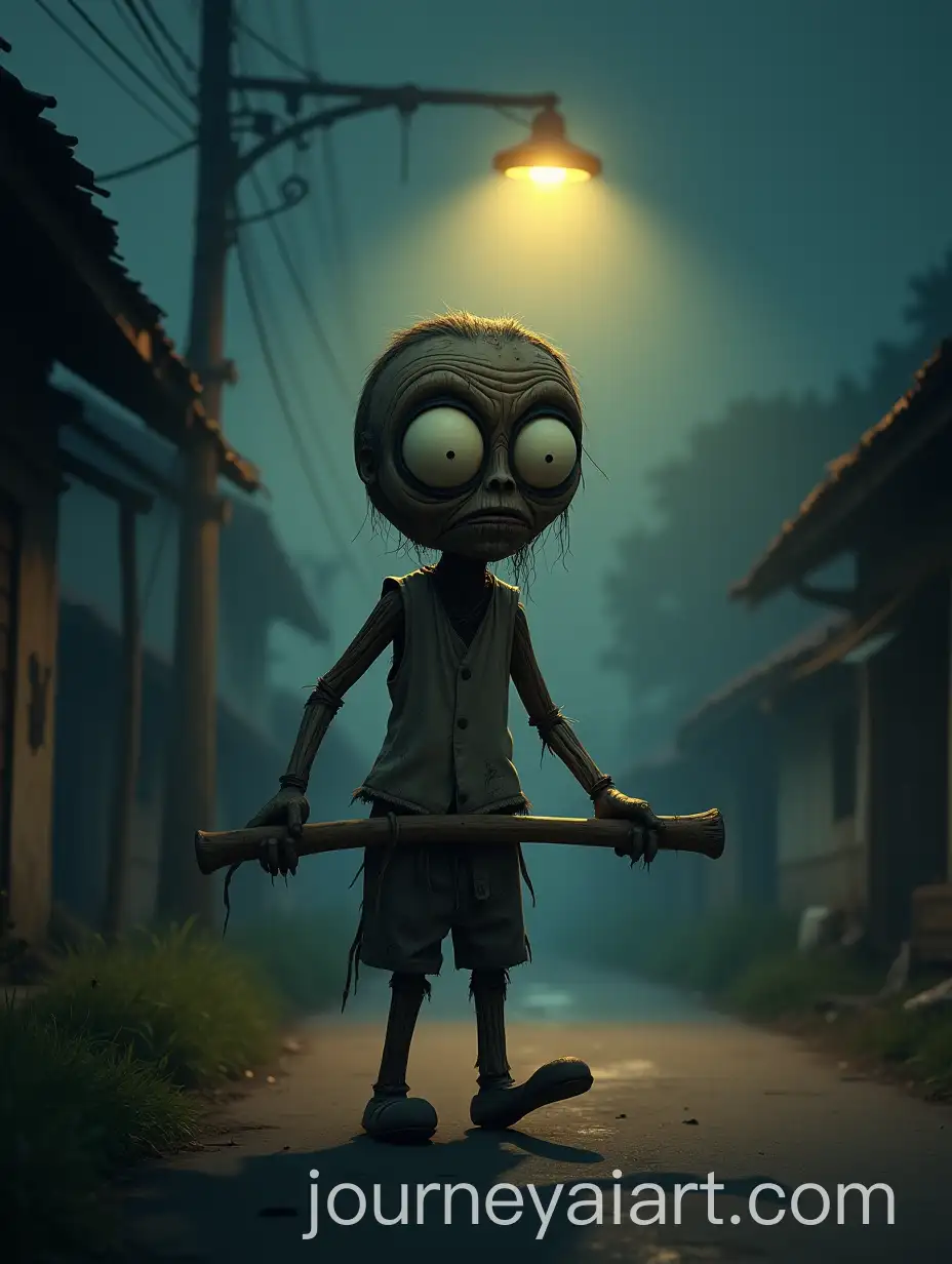 AI-Image-Expansion-SEOCreepy-Humanoid-Wooden-Figure-Under-Streetlight-at-Dawn-with-Exaggerated-Expression