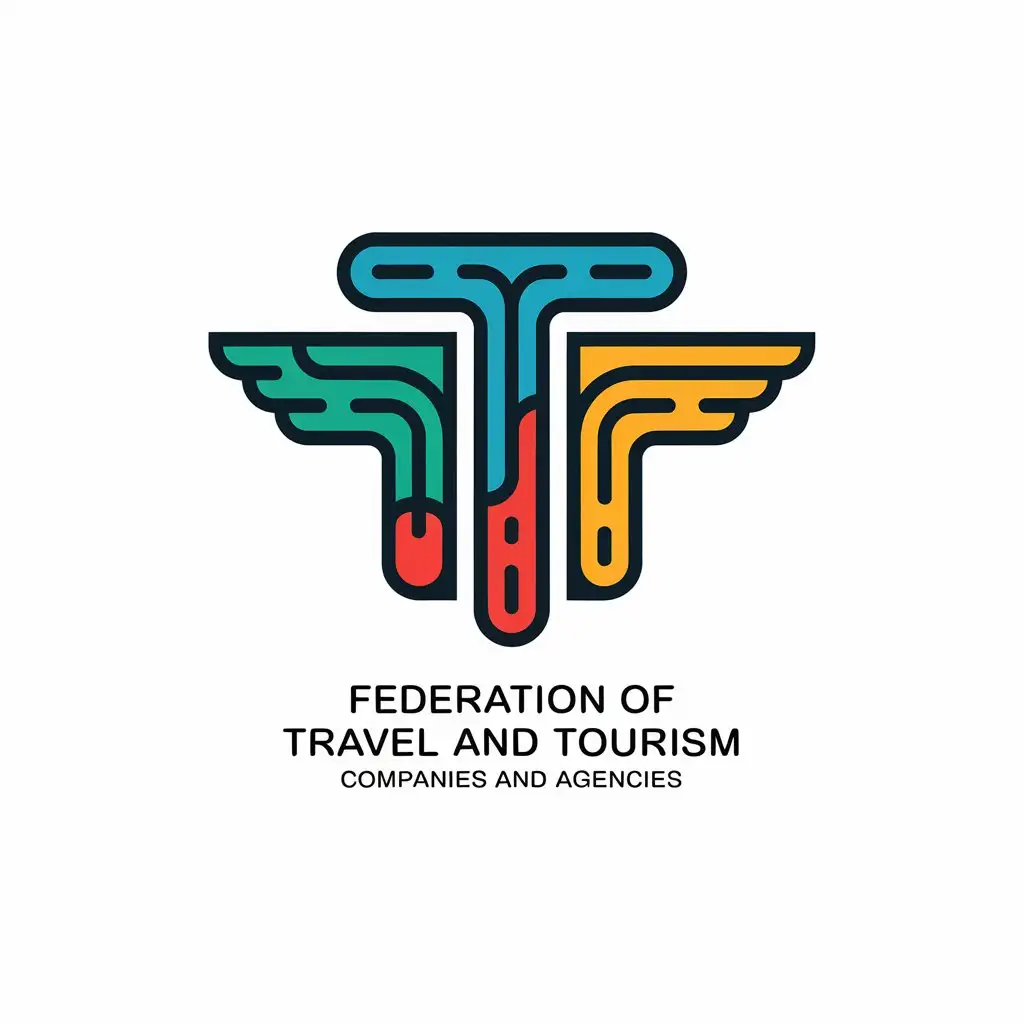 LOGO Design for Federation of Travel and Tourism Companies and Agencies Modern Vector Art with Vibrant Colors and Geometric Shapes