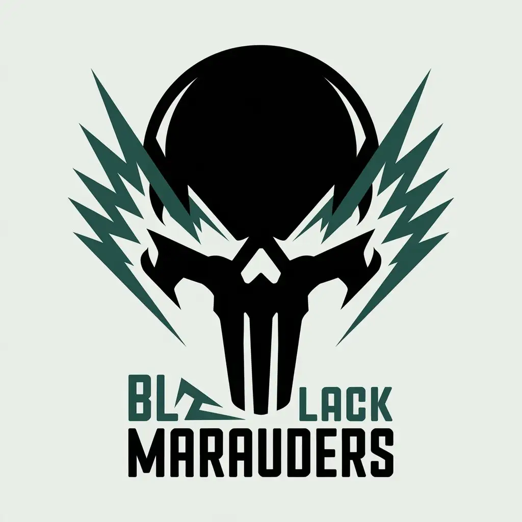 LOGO Design for Black Marauders Black Skull in Lightning with Bold Typography