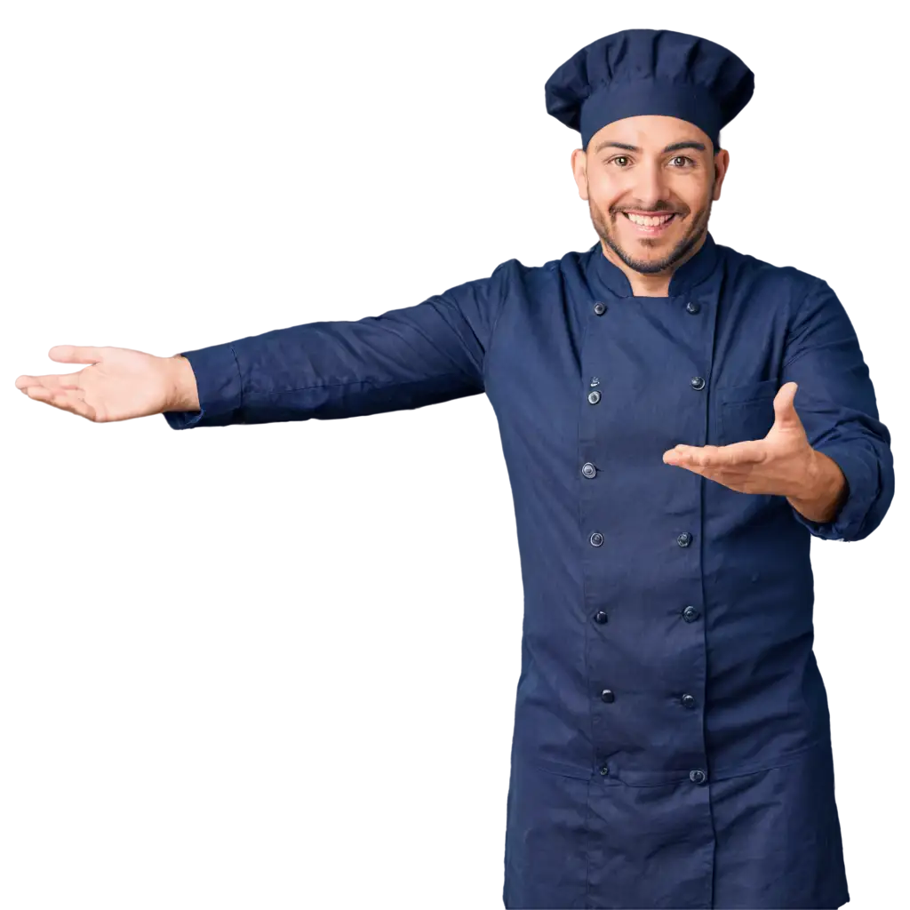 Chef-Dressed-in-Dark-Blue-Giving-Approval-with-Hands-and-Smiling-PNG-Image-for-Culinary-Designs