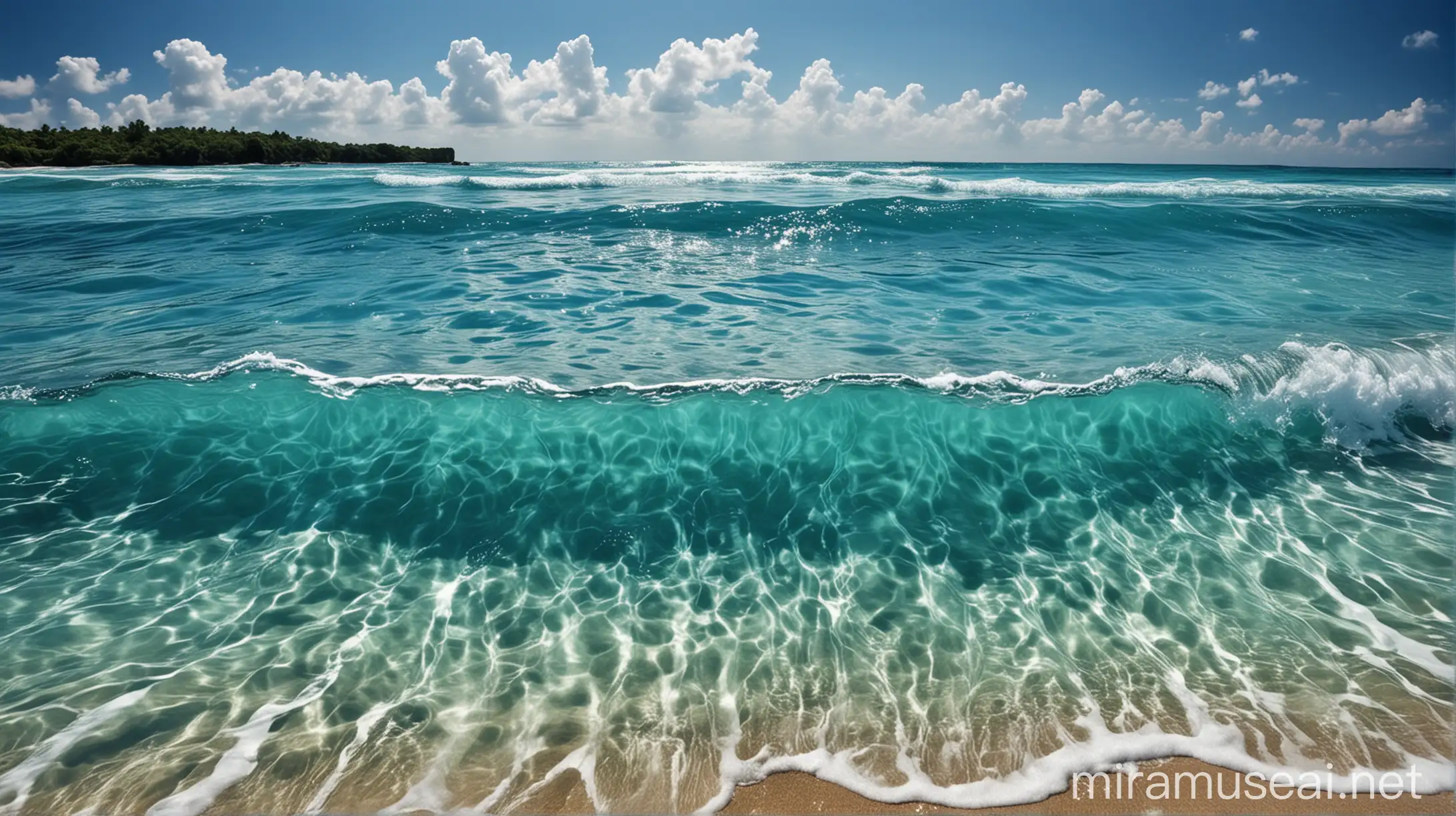 Vibrant Crystal Clear Blue Sea Water with Gentle Waves