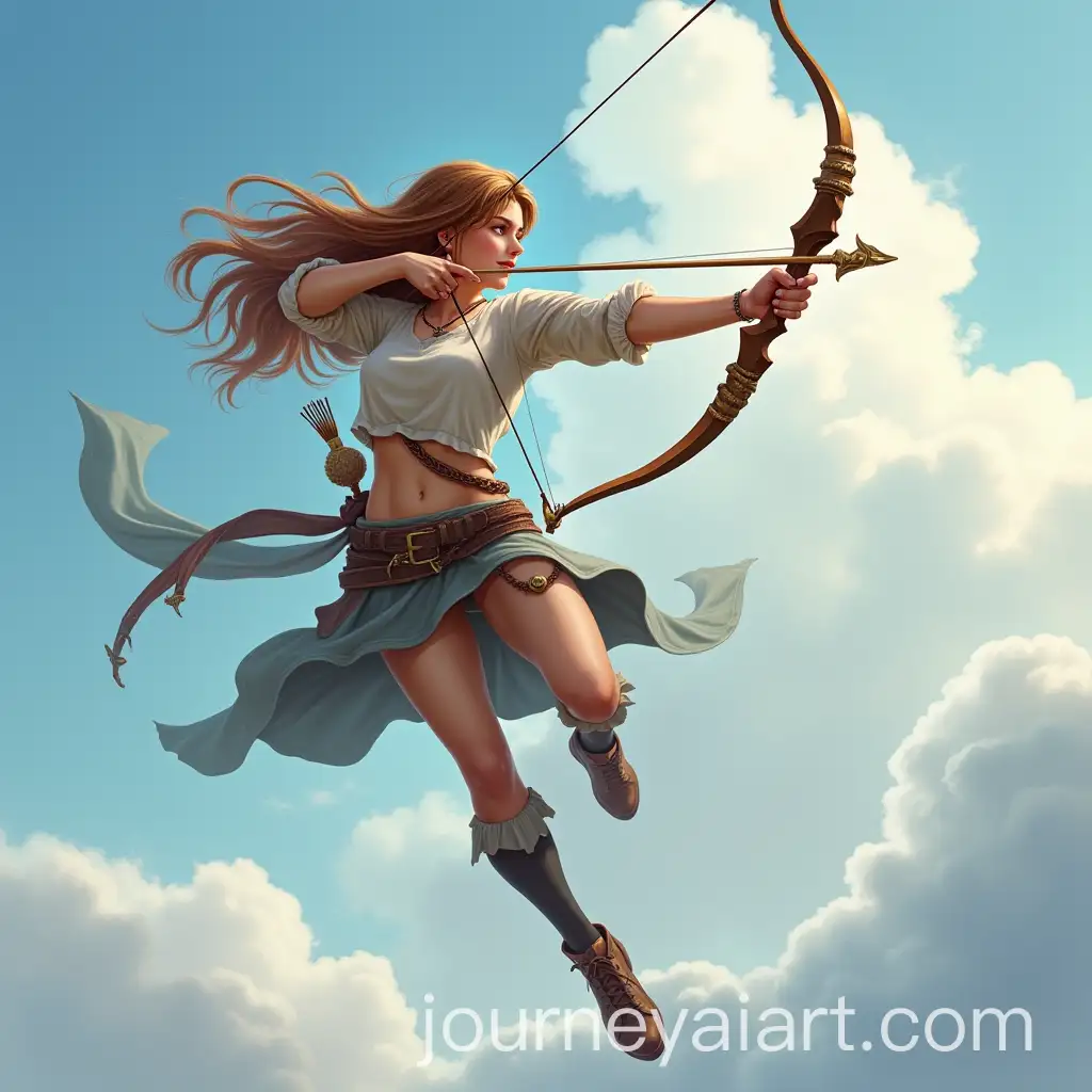 Fantasy-Female-Archer-Soaring-Through-the-Sky-with-a-Bow