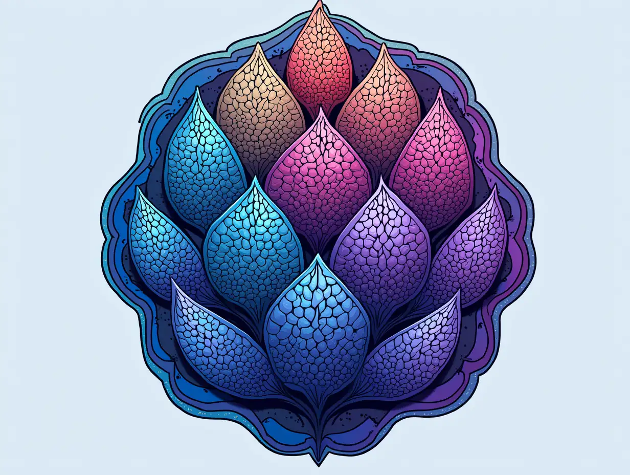 A colorful and intricately designed logo for a legal representative, showcasing a wide range of colors and intricate detailing. The image is a digital illustration depicting scales of blues and purples, with vibrant shades and fine details. The logo exudes professionalism and sophistication, with a perfect balance of elegance and complexity in its design. Vibrant, intricate, and eye-catching, this logo is the epitome of high-quality craftsmanship and attention to detail.