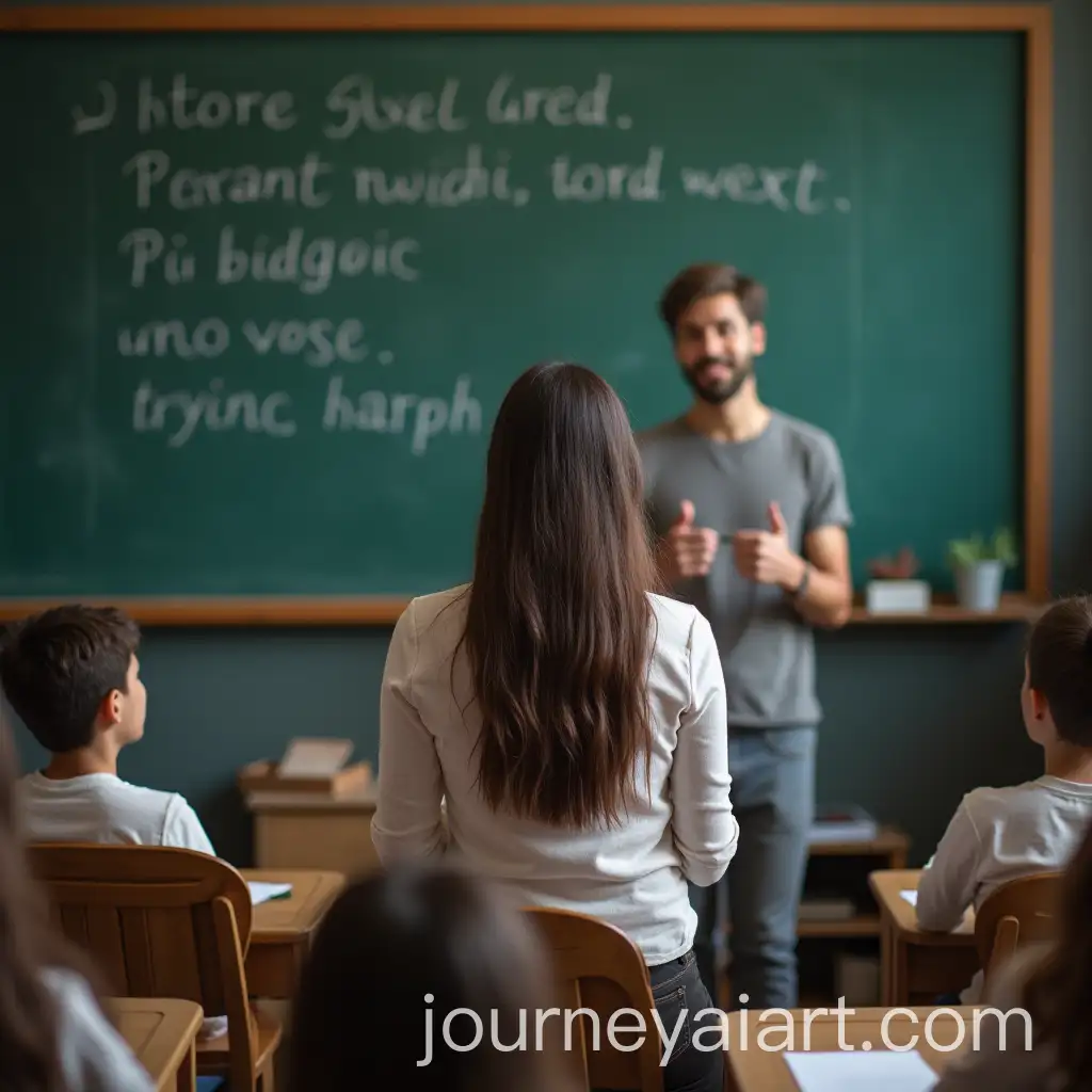Teacher-Giving-a-Lesson-in-Front-of-the-Blackboard