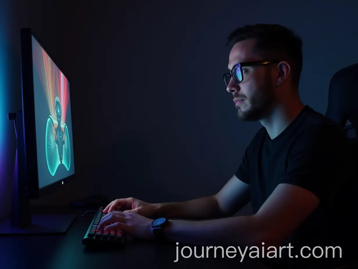 Man-Seeking-Pro-Advice-While-Playing-Computer-Games