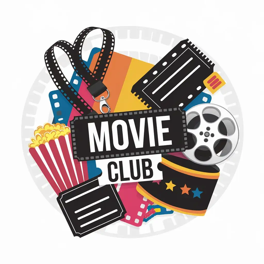 LOGO Design for Movie Club Colorful Lanyard Movie Theme with Film Memorabilia