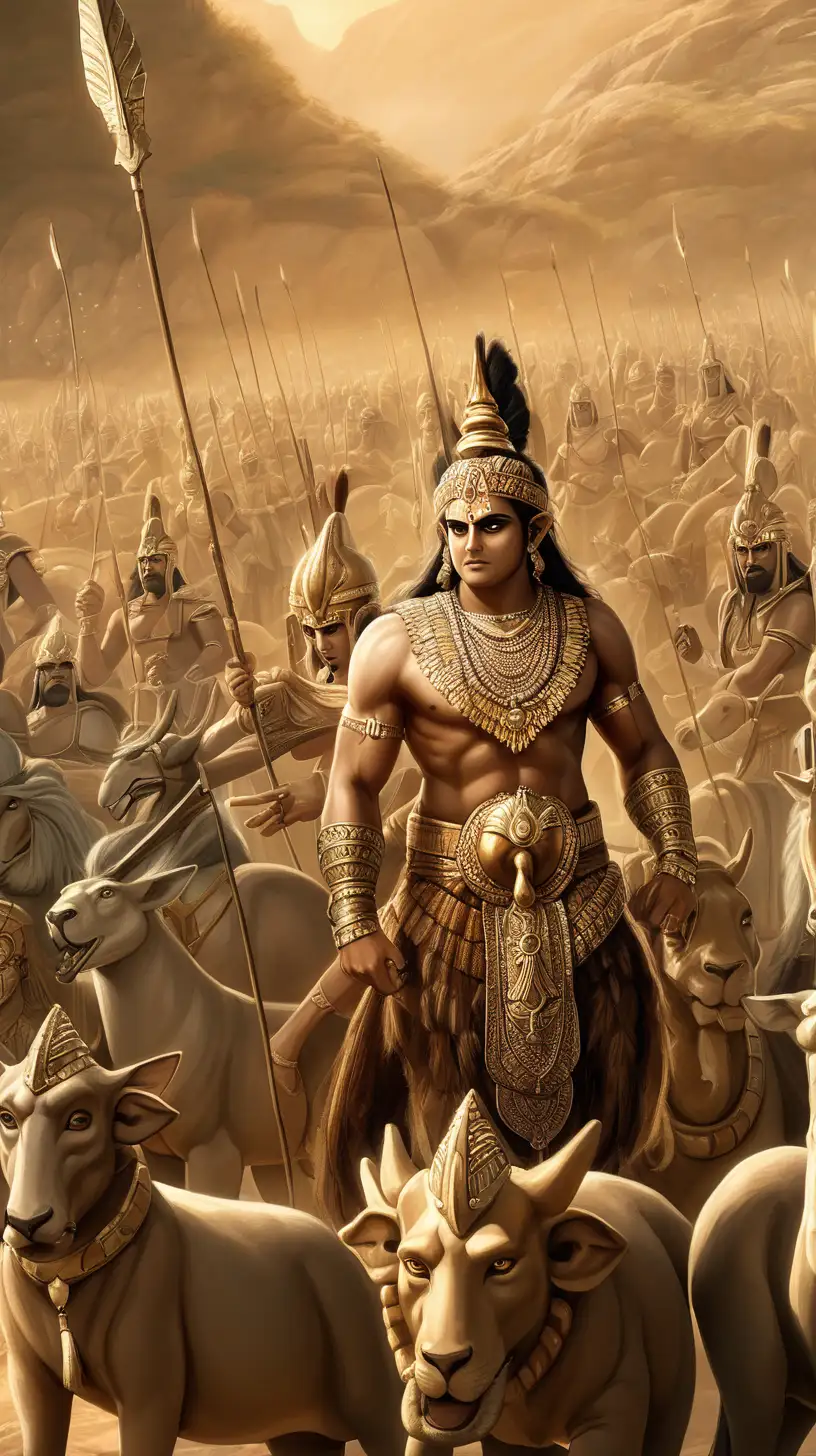 Cinematic Depiction of Rama and His Army in Ancient Mystical Setting