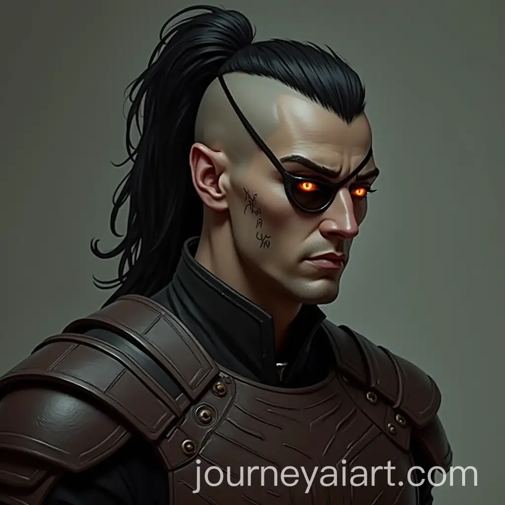 HalfOrc-Warrior-with-Glowing-Orange-Eyes-and-Eyepatch-in-Dark-Brown-Armor
