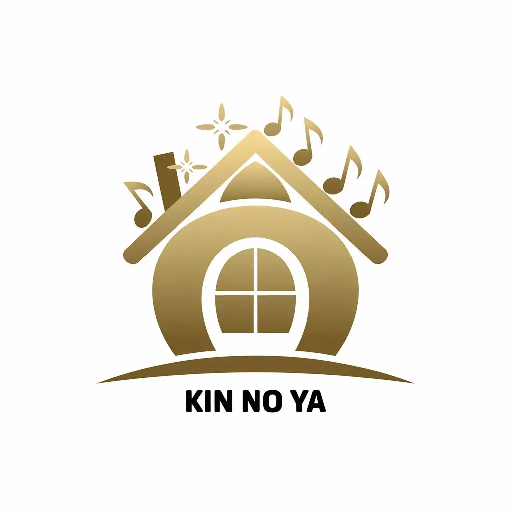 LOGO-Design-for-KIN-NO-YA-Cozy-Golden-House-with-Sparkling-Musical-Notes-on-Clear-Background