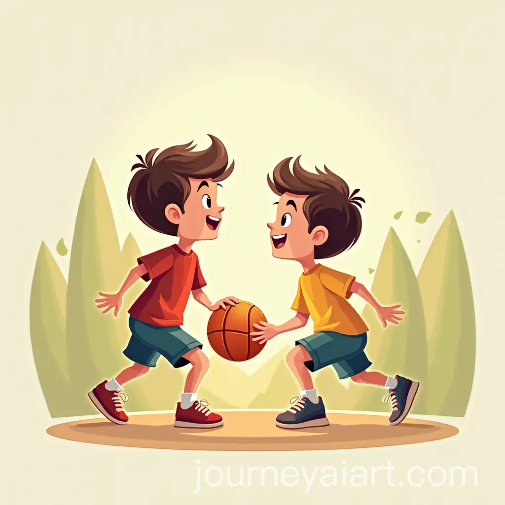 Two-Young-Boys-Playing-Basketball-Cartoon
