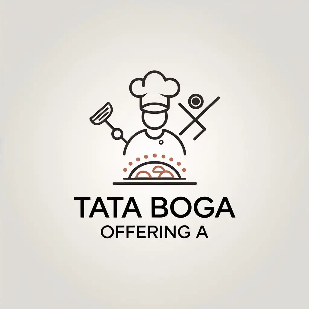 a vector logo design,with the text "Tata Boga Offering A", main symbol:Cooking tools, chef, food,Minimalistic,clear background