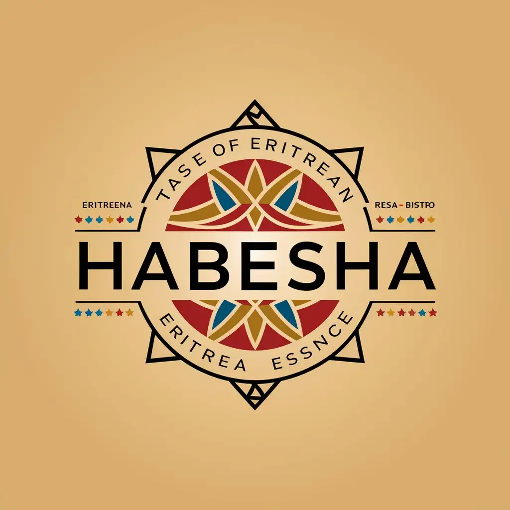 LOGO Design for Habesha Restaurant Eritrean Culture Inspired with Traditional Patterns and Flag Colors