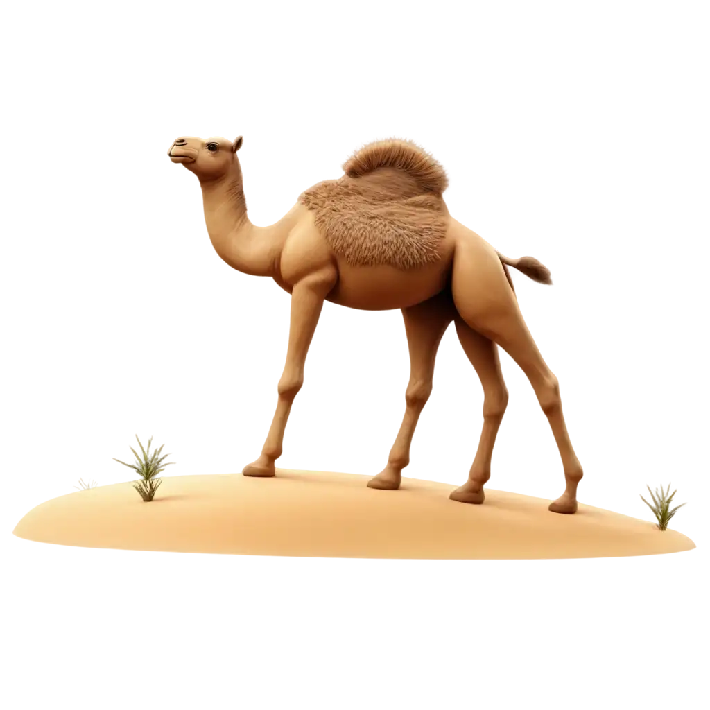 3D-Camel-in-Sand-Dunes-with-Cactus-PNG-Image-Majestic-Desert-Landscape