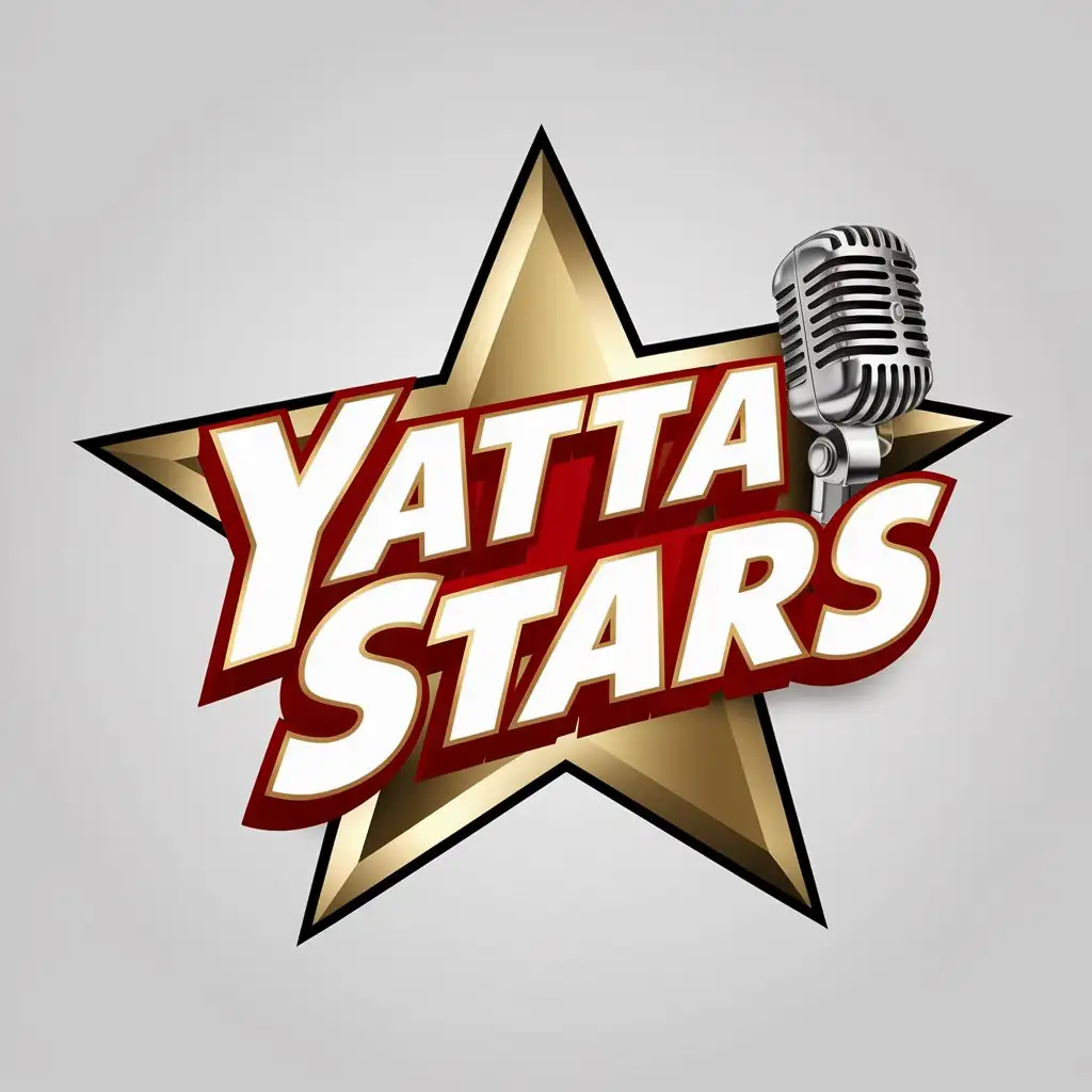 LOGO-Design-For-Yatta-Stars-Golden-Star-Symbol-with-80s-Style-and-Vintage-Microphone-Theme