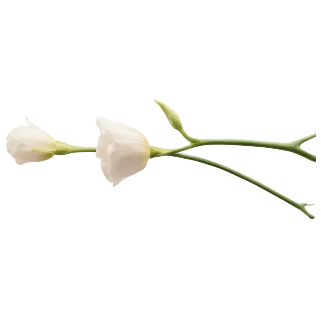 Photorealistic-PNG-of-Single-White-Eustoma-Flower-with-Buds-Delicate-Petals-and-Soft-Lighting