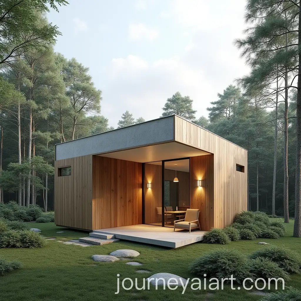 Aerial-View-of-a-Modern-Square-Building-Surrounded-by-Forest