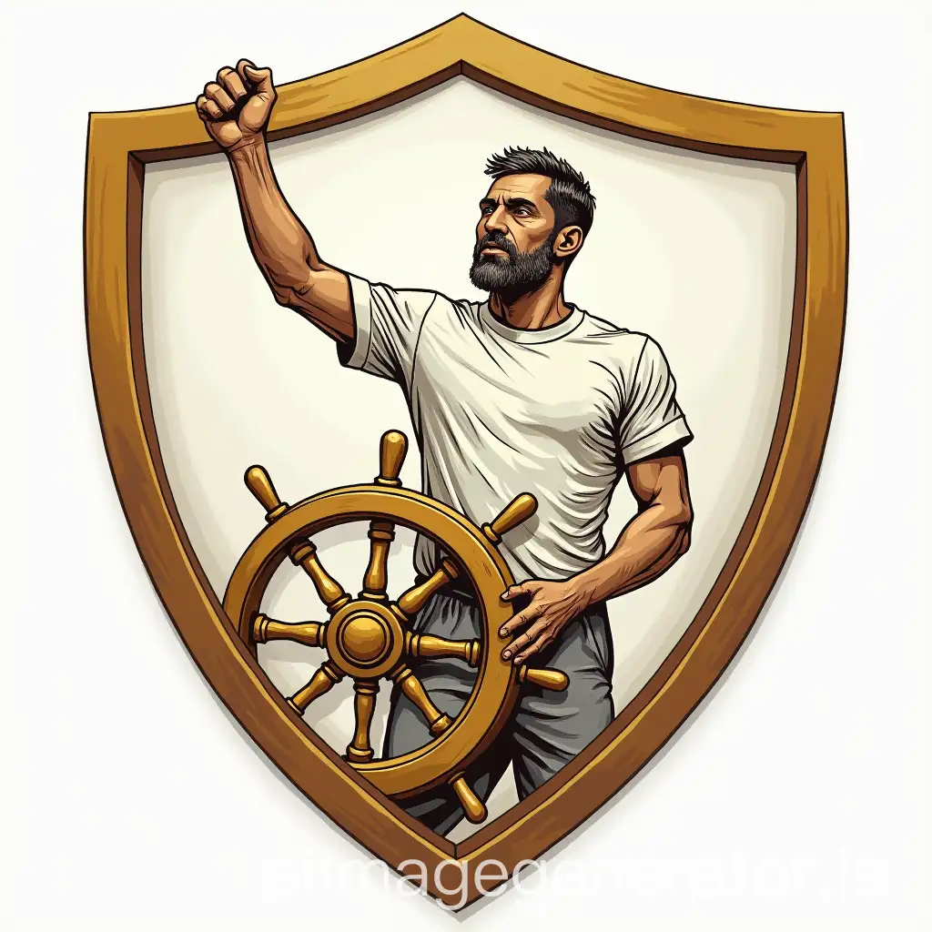 Football-Shield-Featuring-a-Man-Grasping-a-Golden-Ship-Wheel