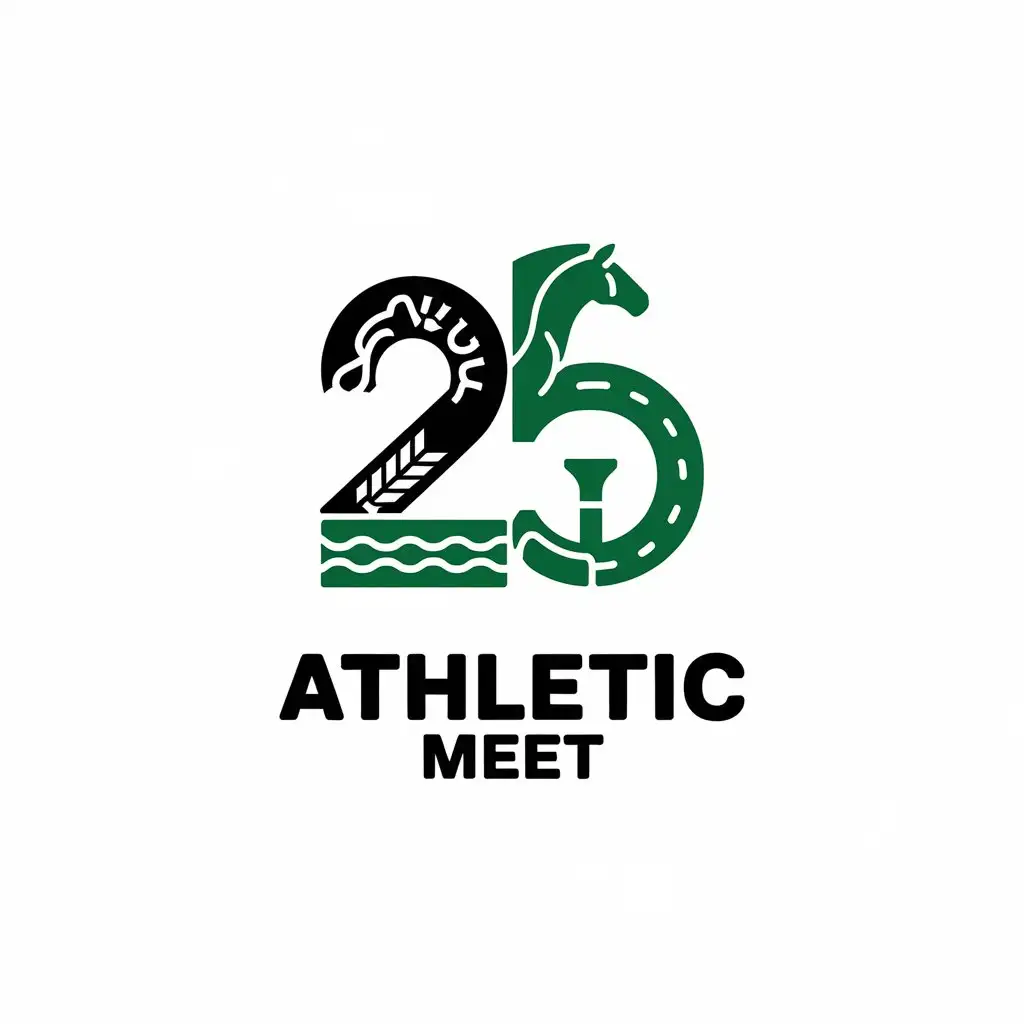 LOGO-Design-For-Athletic-Meet-Vector-Design-with-Numbers-2-and-5-Incorporating-Agricultural-and-Horse-Elements