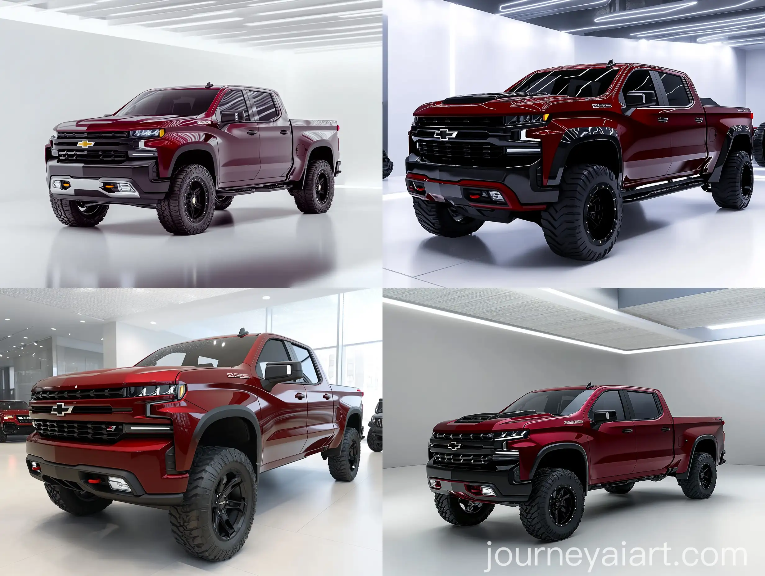 Front-View-of-2025-Chevrolet-Silverado-in-Red-Maroon-with-Black-Details