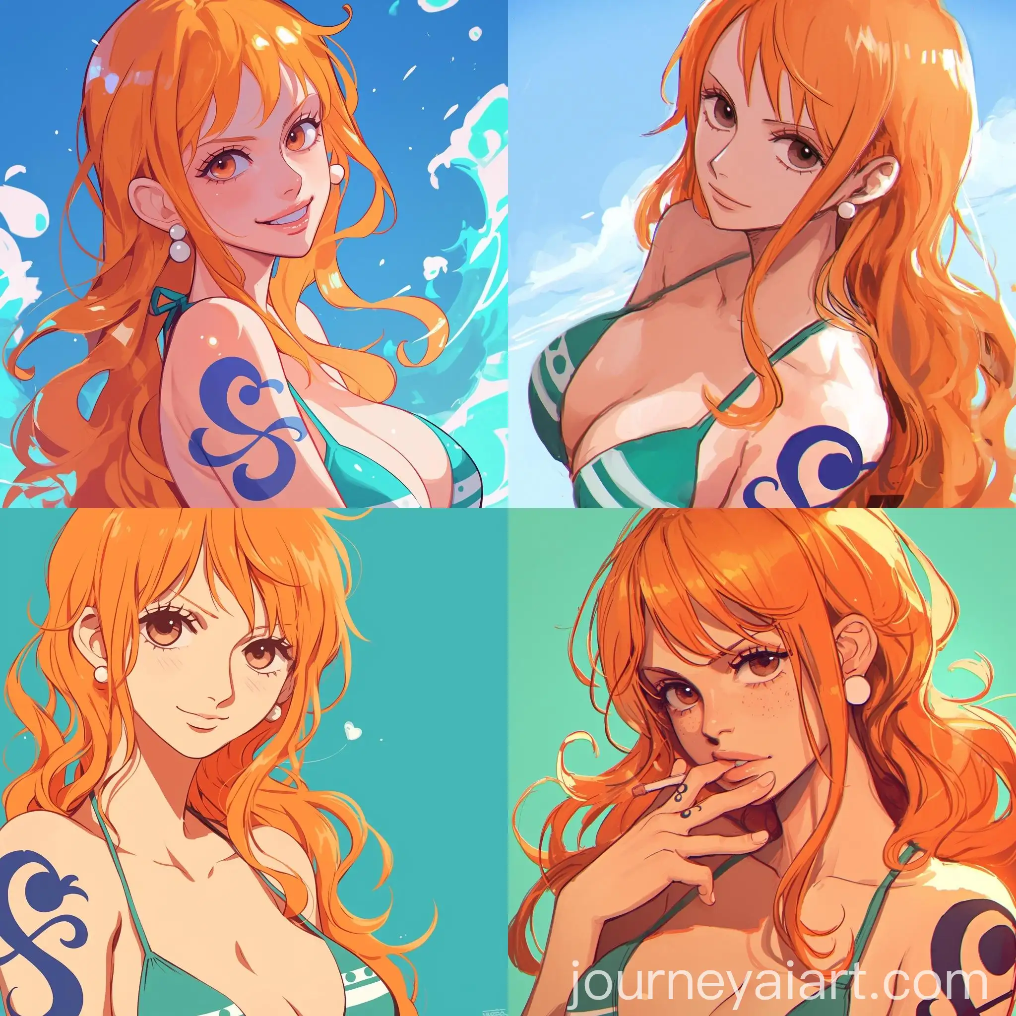 Anime-Style-Nami-from-One-Piece-with-Colorful-Background