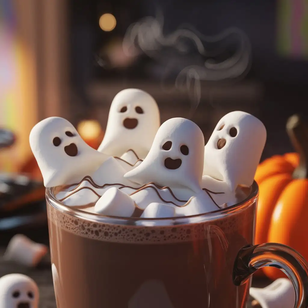 Spooky Halloween Hot Chocolate with Ghostly Marshmallows