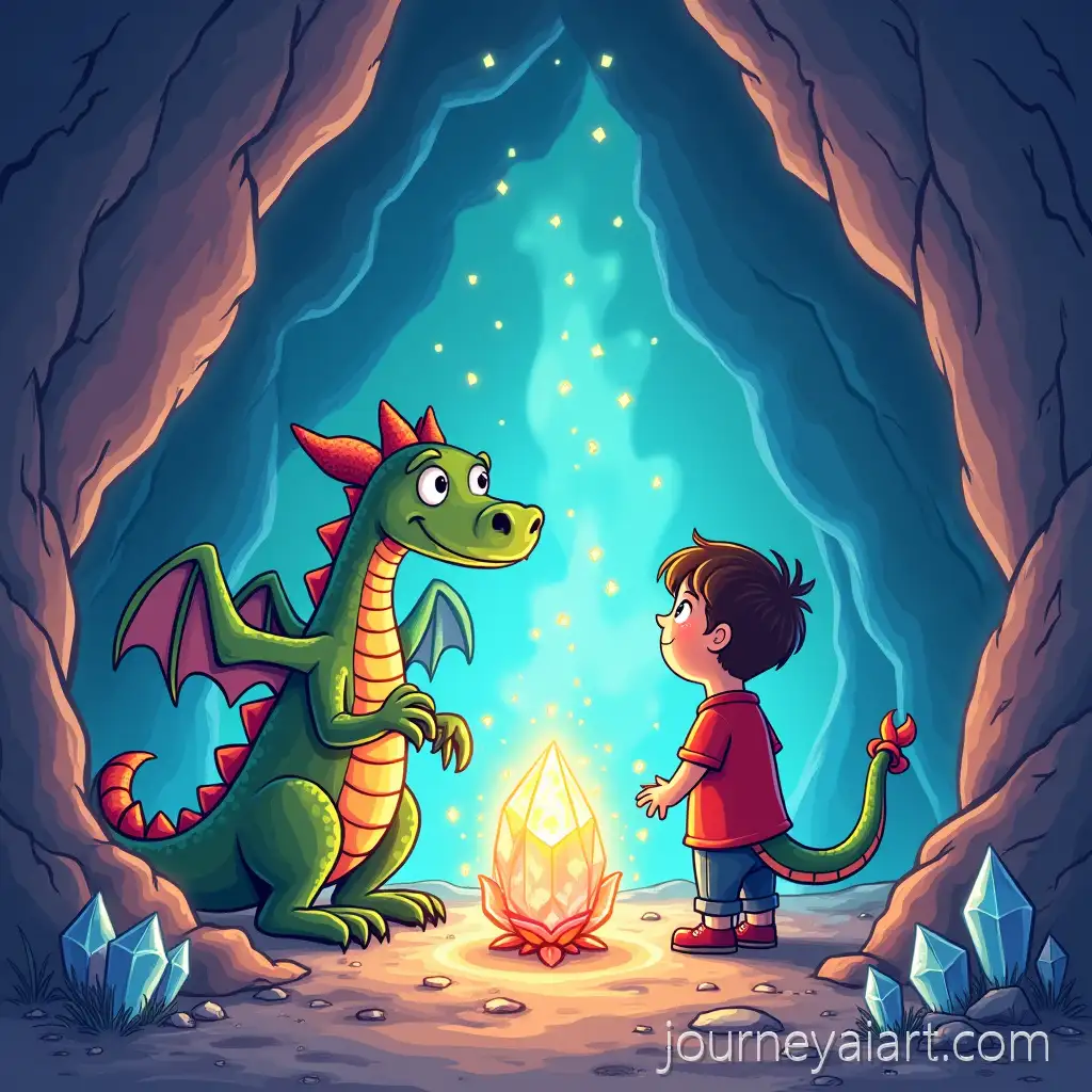 LiamLiam-and-the-Friendly-Dragon-Approaching-Friendly-Dragon-Guarding-Glowing-Crystal-in-Magical-Cave