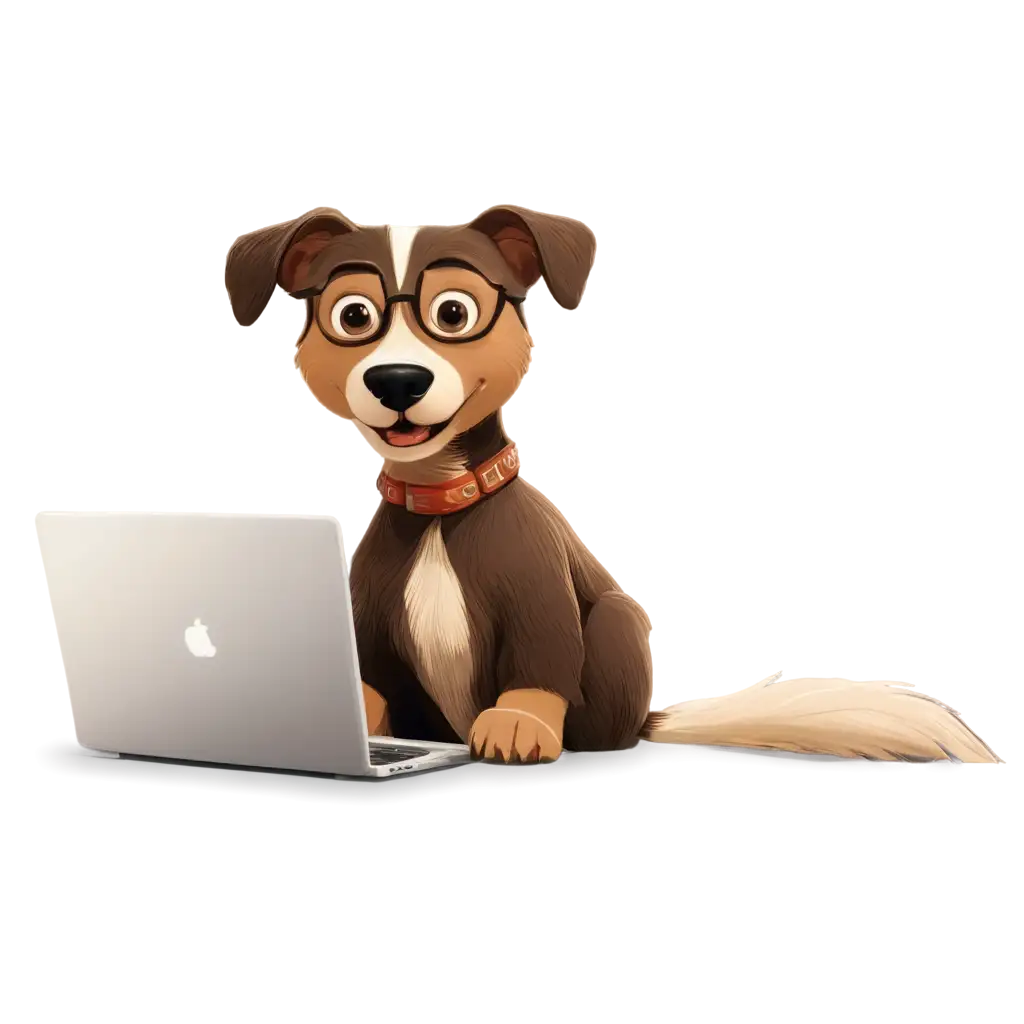 Dog-Using-Computer-2D-Vector-PNG-Image-for-Digital-Projects