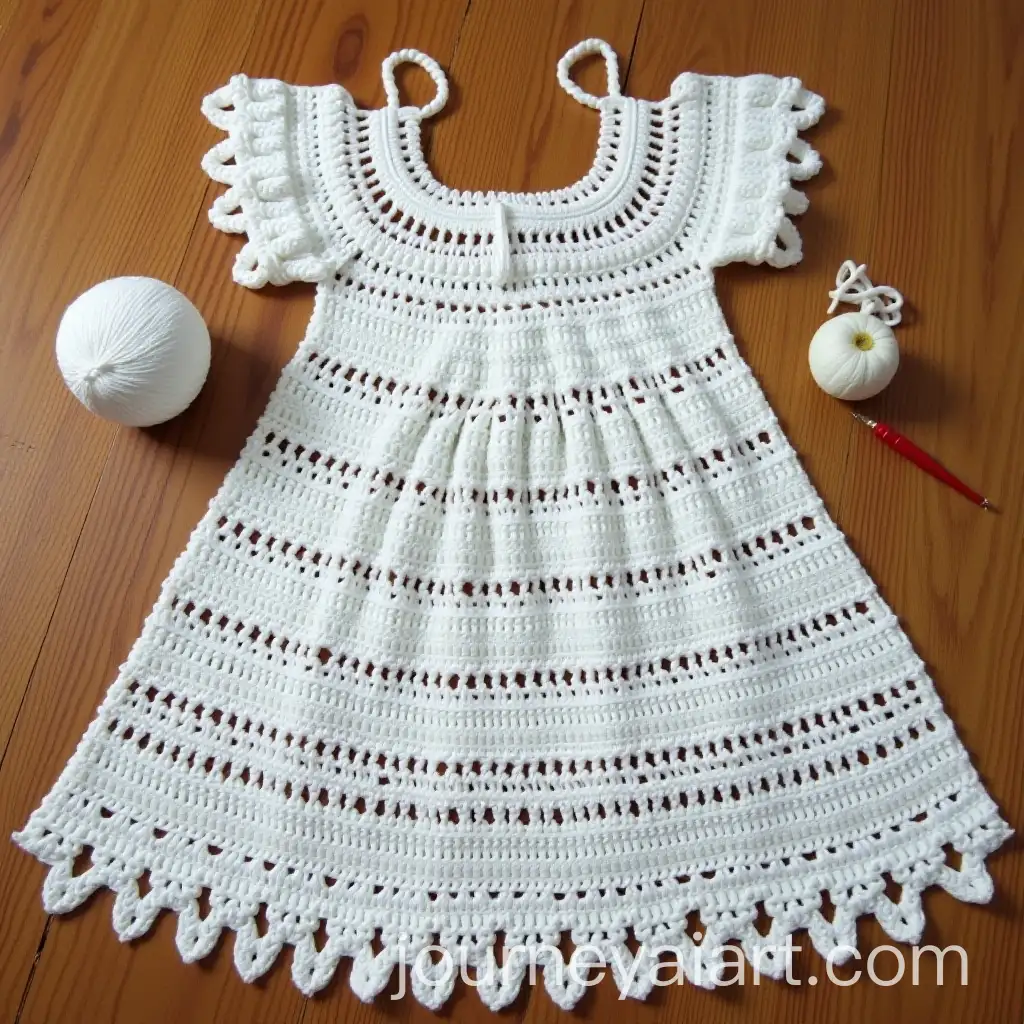 Handmade-Crochet-Dress-in-White-Color-with-Fan-Stitch