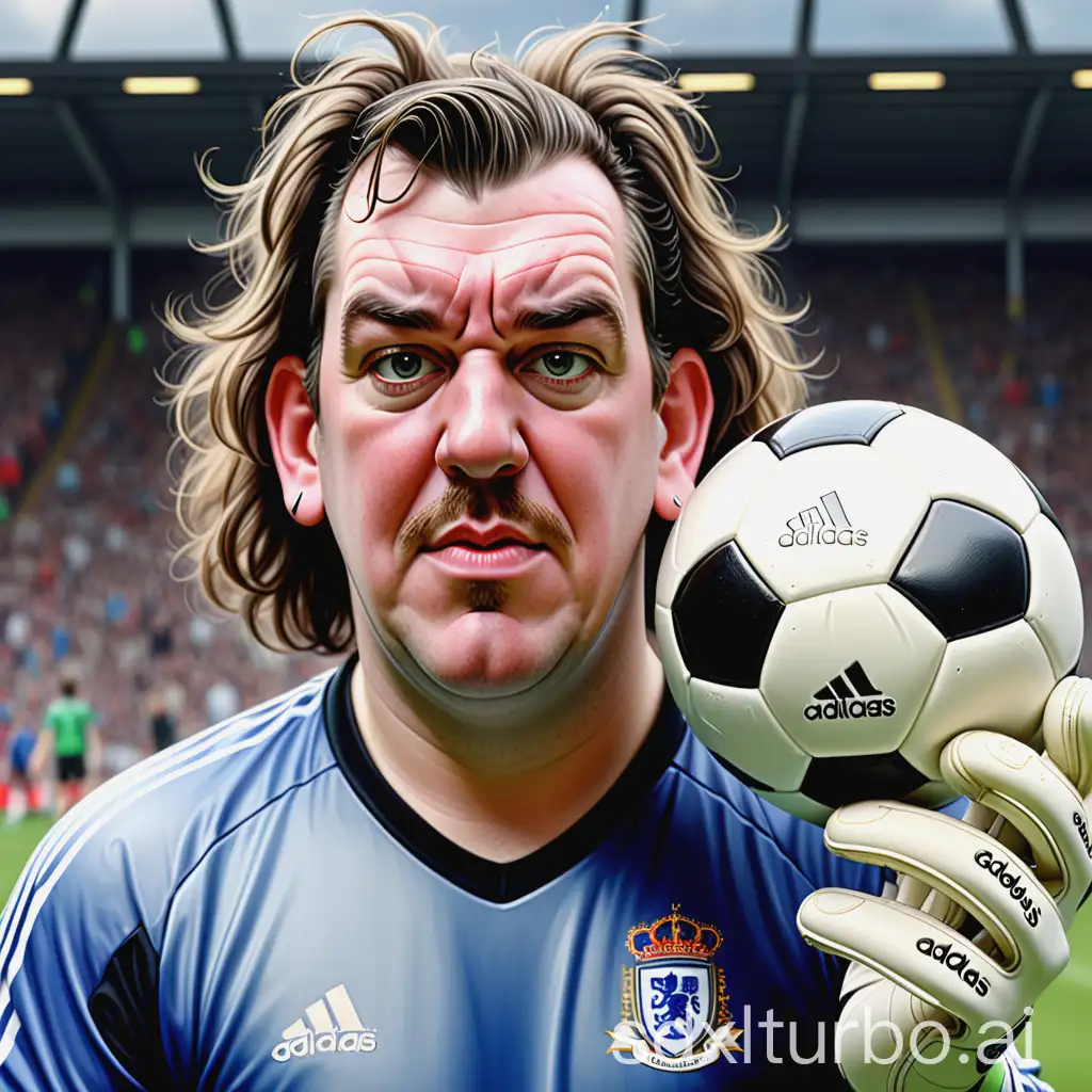 Realistic-4D-Caricature-of-a-30YearOld-English-Goalkeeper-in-Football-Stadium