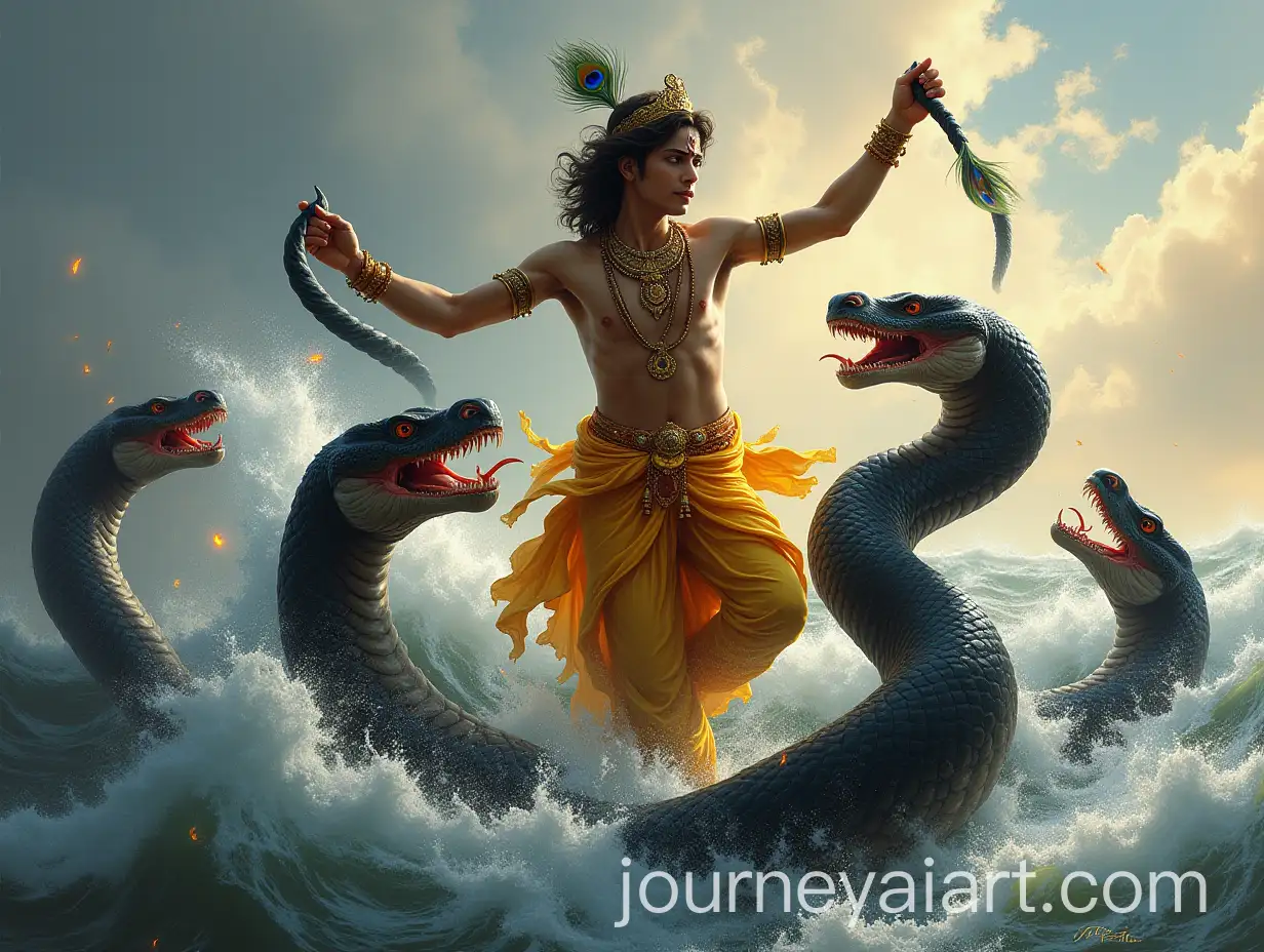 Lord-Krishna-Dancing-on-SerAI-Image-Prompt-Expansionpent-Kaliya-in-Divine-Triumph