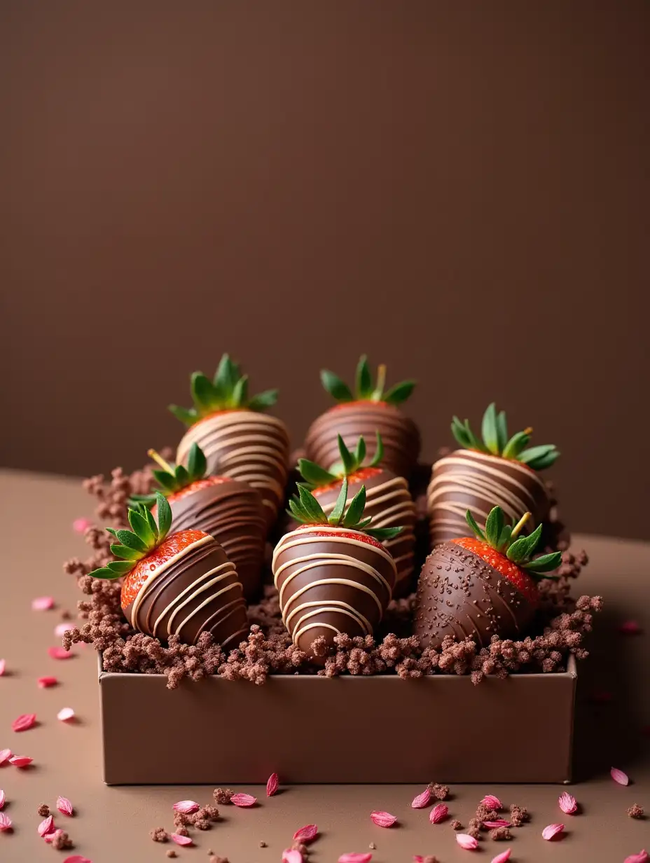 An elegant gift box of chocolate covered strawberries