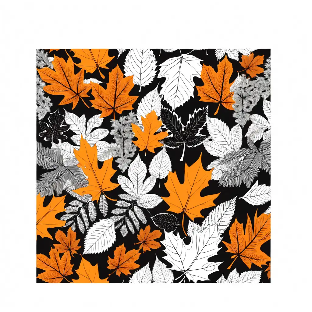 Black-and-Orange-Outlines-of-Chestnut-and-Oak-Leaves