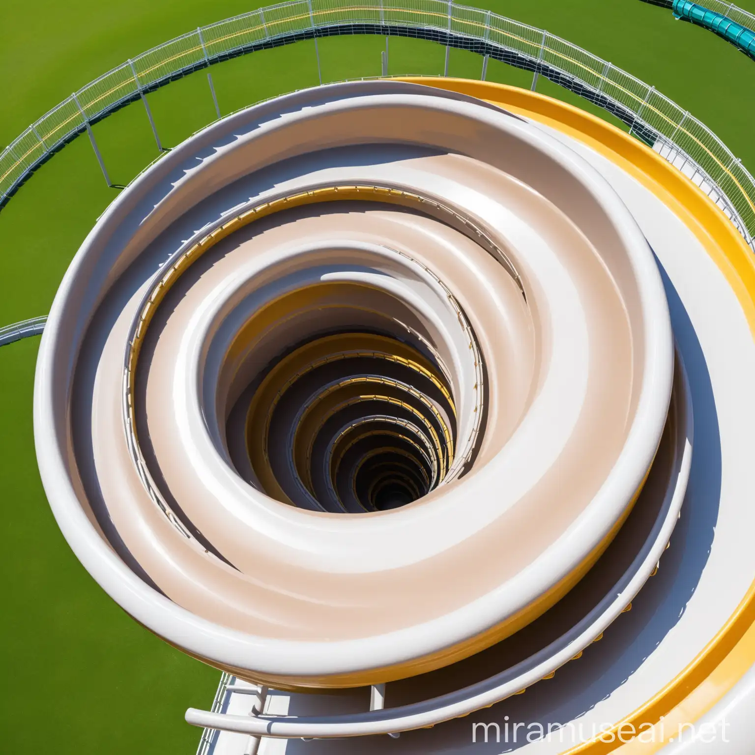 Exciting Playground Scene with a Large Spiral Slide