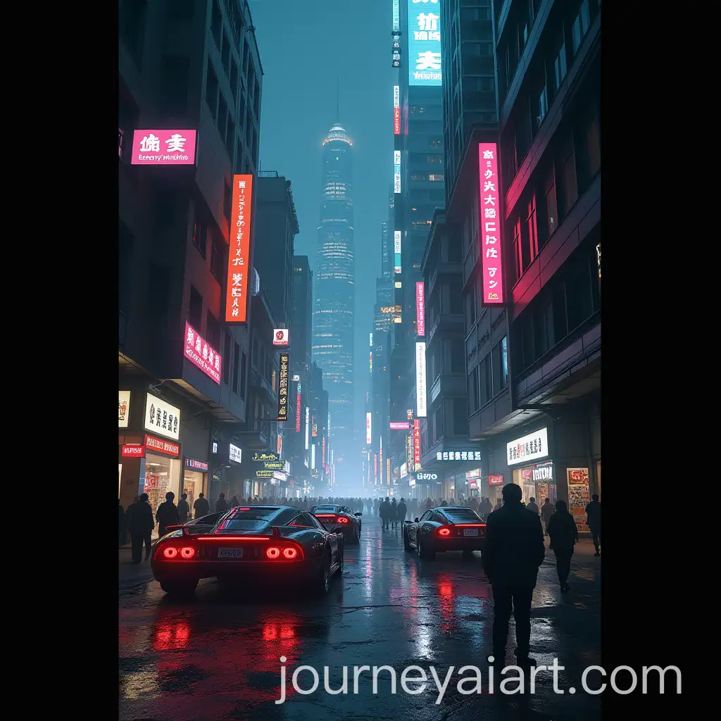 Futuristic-Cyberpunk-Alley-with-Flying-Cars-and-Neon-Signs-at-Night
