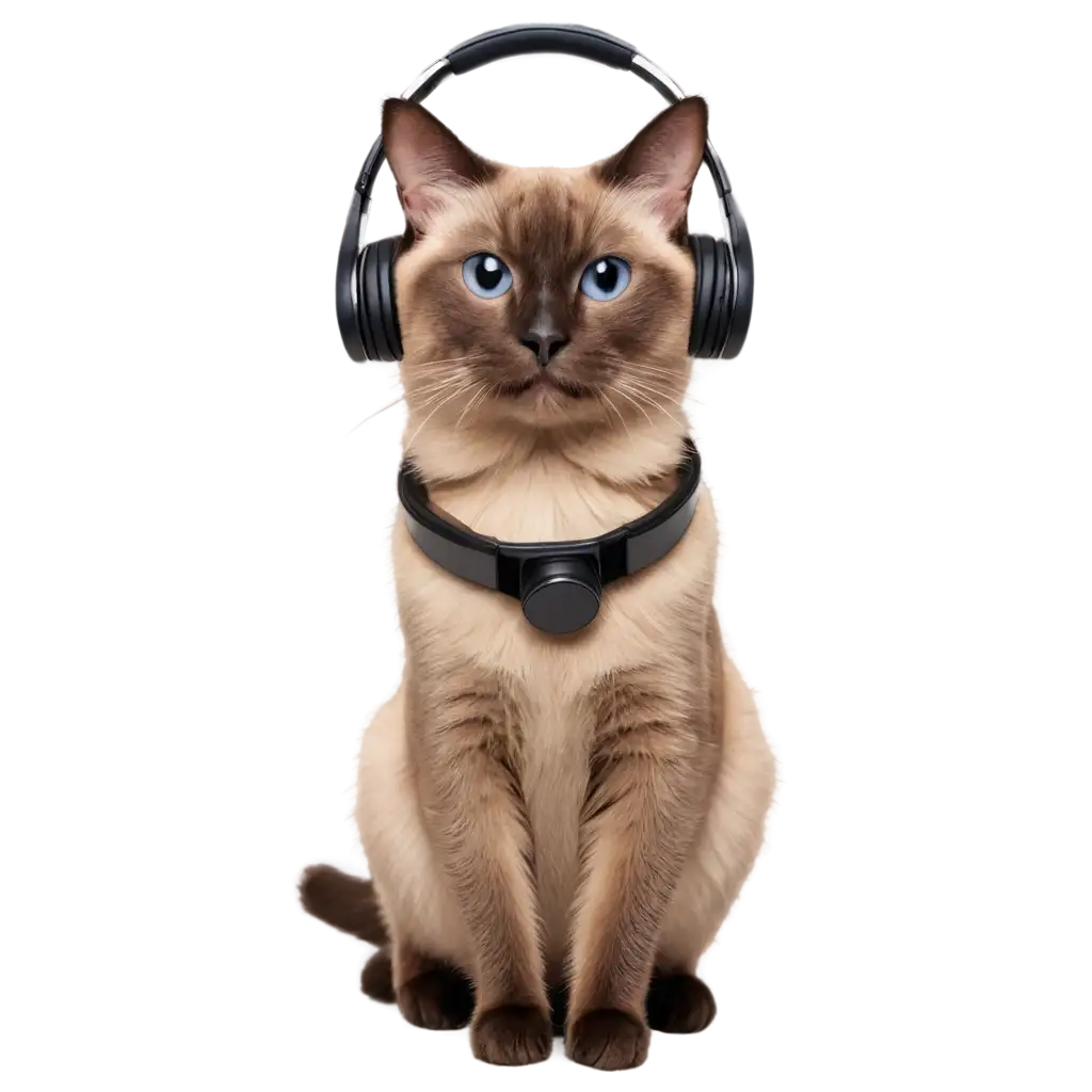 Smiling-Female-Siamese-Cat-with-Headphones-PNG-Image-Creative-AI-Art-Prompt