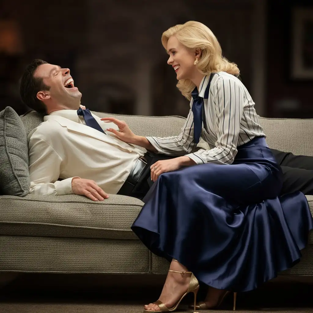 Joyful-Caucasian-Man-and-Blonde-Woman-Relaxing-on-Sofa