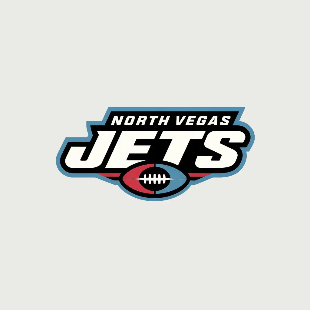 LOGO Design for North Vegas Jets Strong Fighter Jet Symbol with Patriotic Colors for Sports Fitness Team